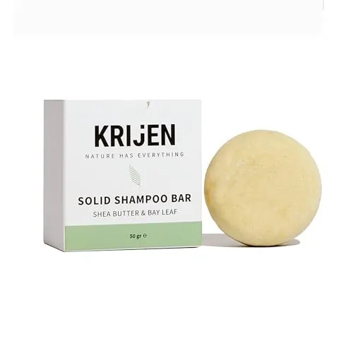 Krijen Veganes Festes Shampoo mit Sheabutter & medizinischem Pfefferminzöl – Für trockenes, geschädigtes & coloriertes Haar – Feuchtigkeitsspendend, reparierend, bei hartem Wasser – 50 g