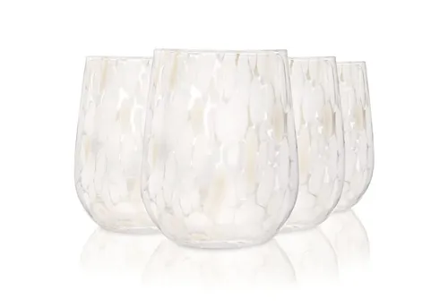 SÄNGER Gläser-Set Bunt, 4-tlg., Glas, 4x Trinkgläser Curacao mit weiß beigen Punkten, Füllmenge 320ml