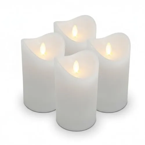 ToCi LED Kerzen Weiß - 4er Set mit beweglicher Flamme - Flammenlose Echtwachs-Kerzen mit realistischer Flamme und praktischer Timerfunktion für stimmungsvolles Licht ohne Rauch. Ideal für Advent und Grablichter.