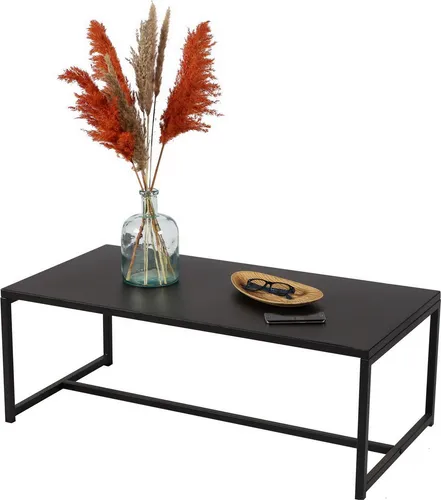 Urban Living Couchtisch MADISON - Eleganter Kaffeetisch 100 x 50 cm - Stylischer Couchtisch aus robustem Metall in Schwarz-Matt, perfekt für dein Wohnzimmer. Mit 100 x 50 x 36 cm bietet er Platz für Accessoires und Snacks. Ideal für modernes Wohnen!
