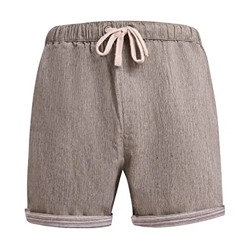 virblatt - Kurze Hose Herren | Baumwolle | Haremshose Herren kurz Sommerhose Herren Bermuda Shorts Hippie Herren Goa Hose kurz - Weltoffen XL braun