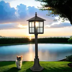 Licht-Erlebnisse Außenleuchte BAARLE 76cm Schwarz IP43 - Elegante Schinkellaterne aus robustem Aluminium mit nostalgischem Ornamentglas. Ideal als Wegeleuchte oder Gartenlampe - IP43 Schutz vor Nässe garantiert stilvolles Licht für jede Umgebung.