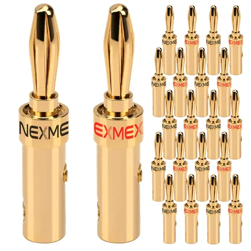 Bananenstecker 4mm schraubbar vergoldet 24x NEXMEX Stecker für Lautsprecherkabel