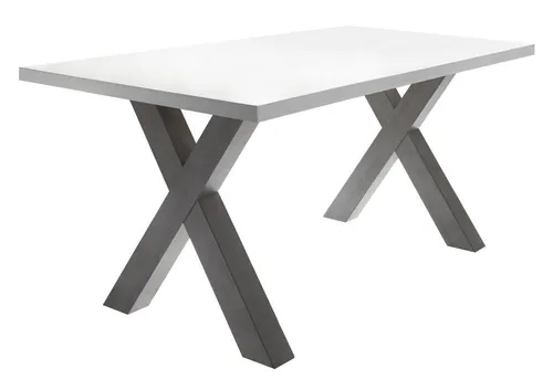 Mäusbacher Esstisch Mister - X-Form Gestell, Weiß matt lack - Esstisch mit fest montierter Tischplatte, ideal für stilvolle Essbereiche. Made in Germany und TOPSELLER! Maße: 160x90 cm, Höhe 75 cm.