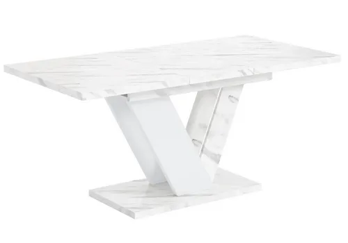Altdecor Esstisch, Weiß, Rechteckig, 80x75x120 cm - Moderner Esstisch aus robustem Holzwerkstoff mit spektakulärem Untergestell. Die laminierte, pflegeleichte Tischplatte ist erweiterbar von 120 cm auf 160 cm – ideal für gesellige Abende mit Familie und Freunden.