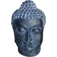 Buddha Kopf Deko Figur 55 cm – Zen Skulptur für Garten - Elegante Buddha Skulptur aus Polyresin, ideal für eine harmonische Gartengestaltung. Mit einer Höhe von 55 cm und einem modernen anthrazitfarbenen Finish bringt sie Ruhe und Stil in jeden Außenbereich.
