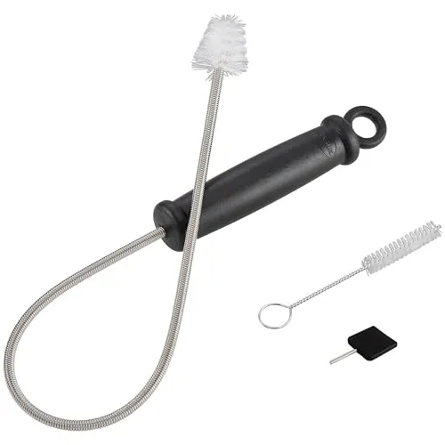 RÖSLE Wartungs-Set für Gasbrenner, 3-teilig: Hochwertige Reinigungswerkzeuge für Gasgrills, inklusive 12 cm Langer Nylonbürste und robustem 18/10 Edelstahl, mit Baumwolltasche zur Aufbewahrung