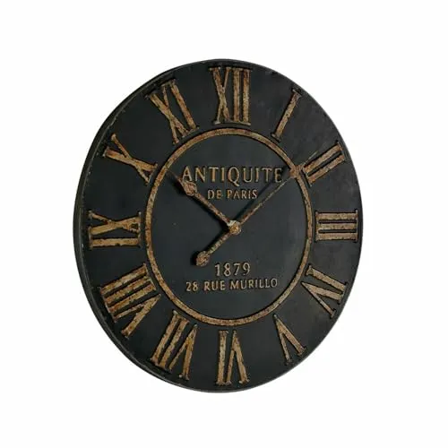 Loberon Uhr Murillo, nostalgische Wanduhr im französischen Chic - Wanduhren aus Eisen und Kiefernholz mit römischen Zahlen, langlebig und nachhaltig – ideal für stilvolle Wohnräume.