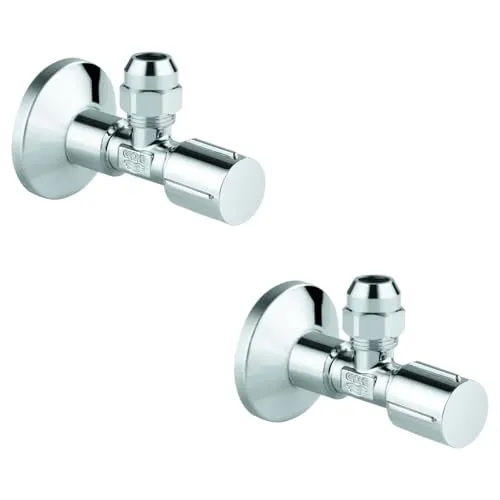 Grohe Eckventil 22037000 2er Set 1/2 Zoll x 3/8 Zoll mit Längenausgleich Metallgriff Chrom