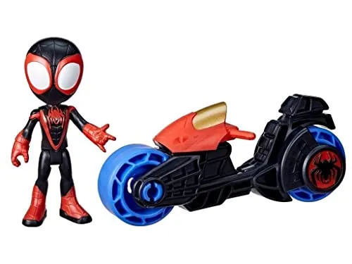 SPIDEY AND HIS AMAZING FRIENDS Marvel Miles Morales: Spider-Man Action-Figur mit Motorrad - Actionfiguren für Kinder, inklusive 10 cm großer Miles Morales Figur und coolem Motorrad für fantasievolle Abenteuer ab 3 Jahren.