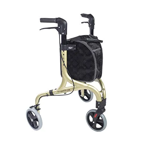 NRS Healthcare Freestyle 3-Rad-Rollator in Champagnergold