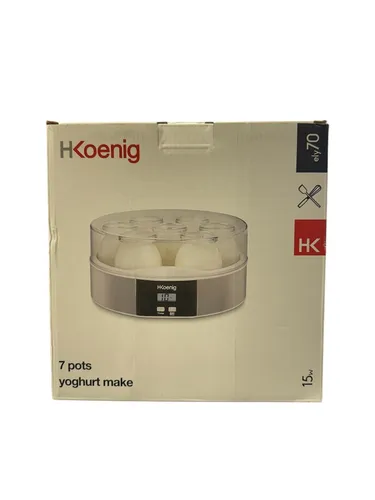 H.KOENIG ELY70 Joghurtbereiter - Joghurtbereiter mit 7 Gläsern (1 Liter), programmierbar bis 15 Stunden für individuelle Kreationen. Ideal für selbstgemachten, gesunden Genuss!