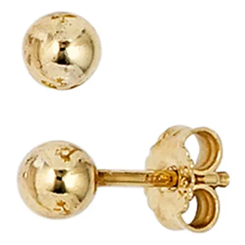 Elegante Paar Ohrstecker aus 333 Gold Gelbgold - Ohrstecker aus 8 Karat Gelbgold, Ø 4mm, zeitloses Design für Damen, ideal für jeden Anlass.