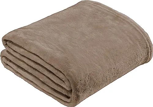 REDBEST Microfaserdecke Amarillo, Fleece-Wohndecke, Sofadecke Taupe Größe 130x180 cm - kuscheliger Teddyfleece, extra weich warm, pflegeleicht, waschbar
