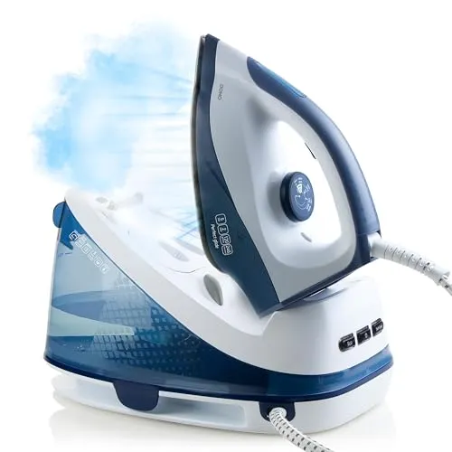 Domo Dampfbügeleisen DO7109S - 5 bar, Blau/Weiß - Bügeleisen mit 5 bar Dampfdruck und 240 g Turbo-Dampf für perfekte Ergebnisse. Ultra Quick Start-Funktion und Keramiksohle sorgen für müheloses, schnelles Bügeln.
