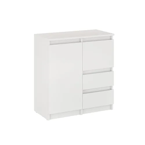 KOMTO Kommode mit 2 Türen und 2 Schubladen – Vielseitiges Sideboard in Weiß