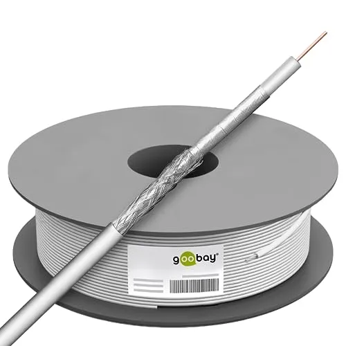 Goobay 27528 SAT Koaxialkabel Satellitenkabel 100 dB / Antennenkabel 100m / 2fach geschirmt / Kabelfernsehen HDTV - DVB-T - DVB-S Fernsehkabel / Class A CCS Koax SAT Kabel / Weiß / 100m