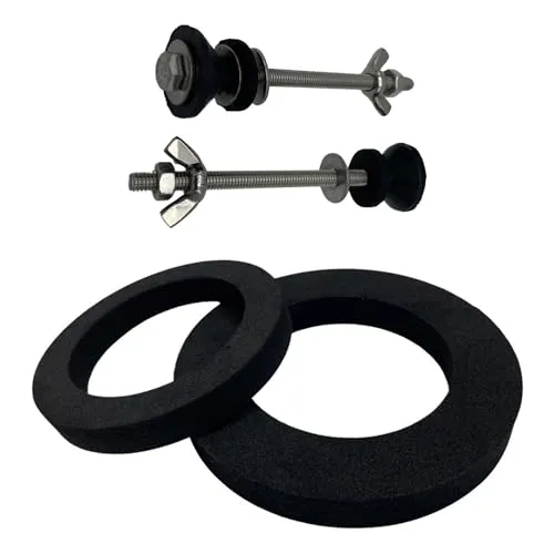 Rimex Reparatur-Set für Toilettenspülkasten, 4x Dichtungen, 2x konische Gummischeiben, M6 Edelstahlmuttern, M6x100 Edelstahlschrauben, Flügelmuttern, Unterlegscheiben aus Edelstahl