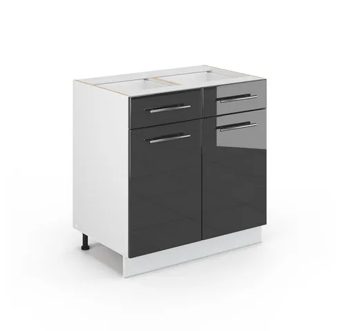 Vicco Midischrank Fame-Line, Anthrazit Hochglanz/Weiß in grau von Vicco