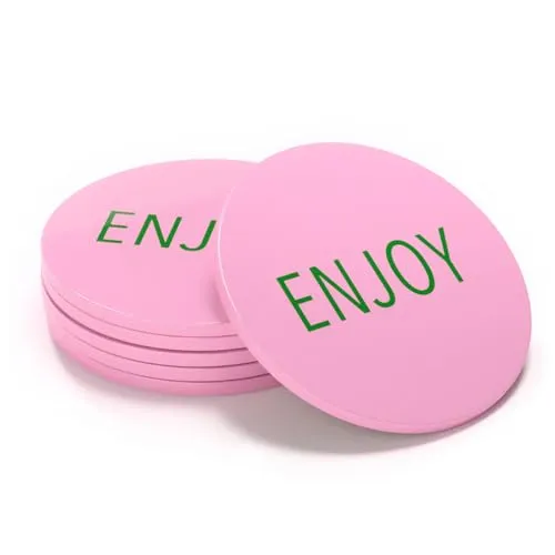 Untersetzer Words, hochwertiger Keramik, Inspirierende Designs (Enjoy Rosa-Grün)