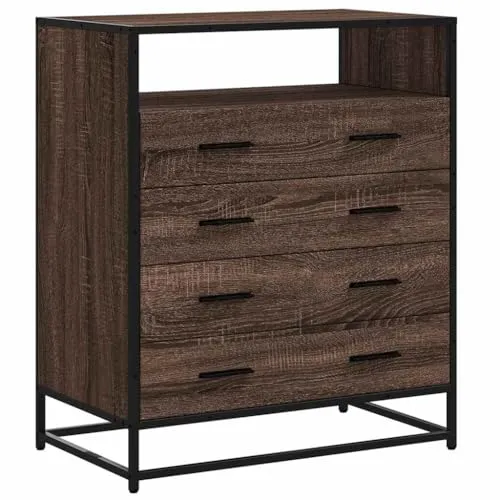 vidaXL Schubladenschrank Braun Eichen-Optik 70x41x83,5cm - Kommode in eleganter Eichen-Optik mit 4 großzügigen Schubladen für optimalen Stauraum, stabil und langlebig dank Metallgestell und Holzwerkstoff.