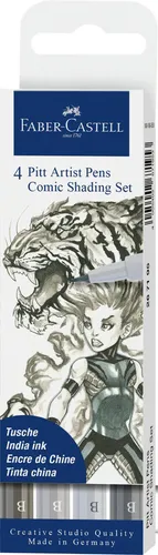 Faber Castell Tuschestift schwarz PITT artist pen Comic Shading Set 4er Set B