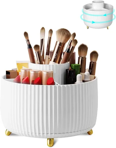 Nuangoo Make Up Organizer 360 Grad drehbar Kosmetikregal Frisiertisch Weiß