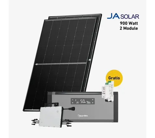Balkonstrom Balkonkraftwerk 900W + Speicher, Hoymiles HiBattery 1920 AC - Komplettset für Balkonkraftwerke mit 900 W bifazialen Solarmodulen und 1920 Wh Stromspeicher. Wetterfest, langlebig und ideal für nachhaltige Energiegewinnung in jedem Zuhause.