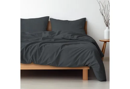 Hausfelder Bettwäsche Set 200x200, anthrazit, mit Reißverschluss - Bettwäsche-Set aus 100 % Mikrofaser, weich und pflegeleicht. Ökotex-zertifiziert für nachhaltigen Schlafkomfort. Ideal für jede Jahreszeit und mit praktischem Reißverschluss.