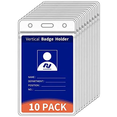 VOVIGGOL 10 Stück Kartenhüllen Flexibel und Wasserdicht, Vertikaler Ausweishülle Ausweishalter Kartenhalter oder Namenschilder für Lanyards, Ausweiskartenhalter für Büro Schule