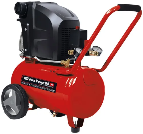 Einhell Kompressor TE-AC 270 24 10 - 1.800 Watt, 10 bar max. Druck, 24 l Tank, robust und langlebig mit Ölschmierung für hohe Anforderungen