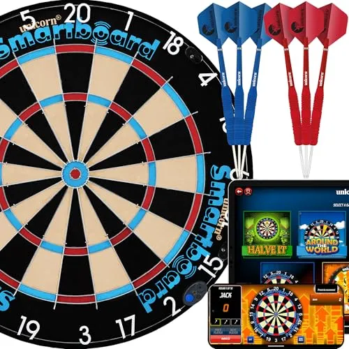 Unicorn Herren Smartboard Bristle - Offizielle Größe, revolutionäres Dartboard mit App-Steuerung und automatischer Punktezählung
