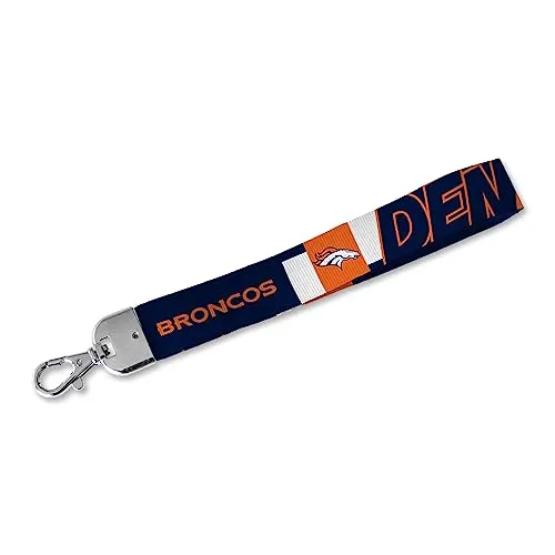 Rico Industries NFL Football Denver Broncos Handgelenk-Schlüsselband, niedlicher Handgelenkriemen, Schlüsselanhängerhalter für Damen und Herren, Autoschlüssel, Ausweise, Karten, Geldbörse, Telefon,