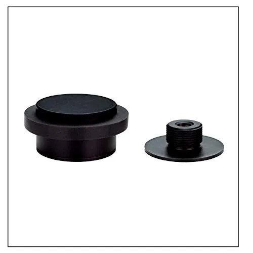 Klebe-Türstopper | 45 x 20 mm | Gewindesockel | Gummi Schwarzer | Edelstahl AISI 304 | Schwarz lackiert | Enthält Werkzeug, Schraube + Befestigungsdübel | Mod. I-203/35X19-DUAL-NG| EVI Herrajes