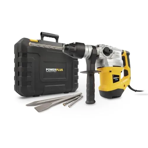 Powerplus Bohrhammer 1500W - 5 Acc. (Netzbetrieb) (POWX1195) - Bohrmaschinen mit 1500W Leistung, ideal für anspruchsvolle Bauprojekte, inklusive 5 Zubehörteilen für vielseitige Anwendungen.