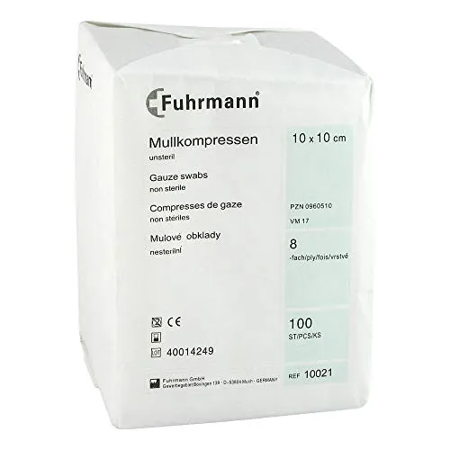 MULLKOMPRESSEN 10x10 cm unsteril 8fach 100 St