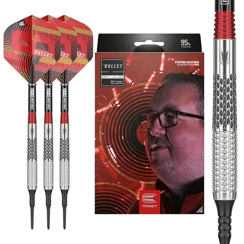 Target Darts Stephen Bunting G5 95% Tungsten Dart Set (18G), Soft Tip Darts | Generation 5 Player Edition Darts mit Pixelspitzen, Profi Dart Set, Elektronisches Soft Tip Dart Set