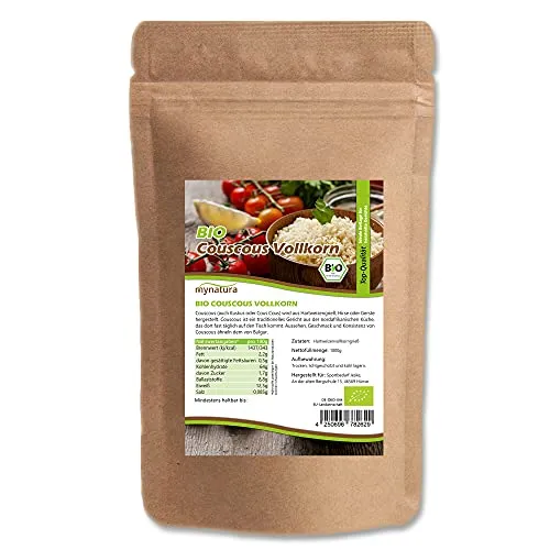 Mynatura Bio Couscous Vollkorn I Hartweizen Vollkorngries I Afrikanische Küche I Kochen I Pflanzlich I Fettarm I Nussiger Geschmack I Im Beutel (1000g)