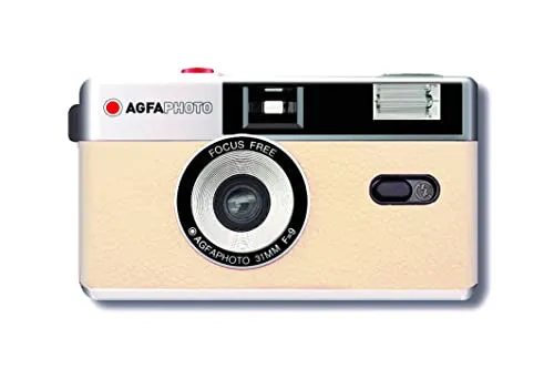 AgfaPhoto Reusable Photo Camera beige - Wiederverwendbare Kleinbild-Kompaktkamera für kreative Aufnahmen, ideal für unvergessliche Momente und umweltbewusste Fotografen.