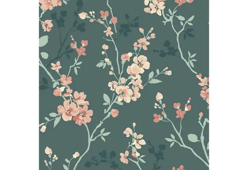 Vliestapete A70002 Floral von Omura Grandeco - Hochwertige Vliestapete mit floralen Mustern in Grün, 0.53 x 10.05 m, einfach anzubringen und restlos trocken abziehbar. Perfekt für einen stilvollen Wohnraum!