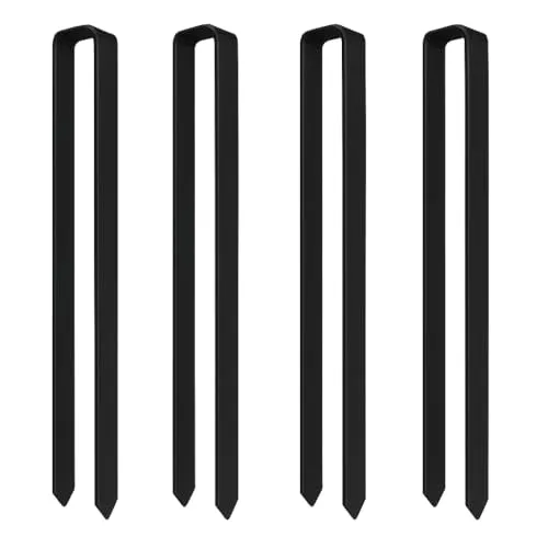INTERGARDEN Bodenanker für Rosenbogen - 4 Stück Erdspieß - Bodenanker für stabile Befestigung von Rosenbögen und Rankhilfen, aus pulverbeschichtetem Metall in Schwarz, ideal für Gartenliebhaber.