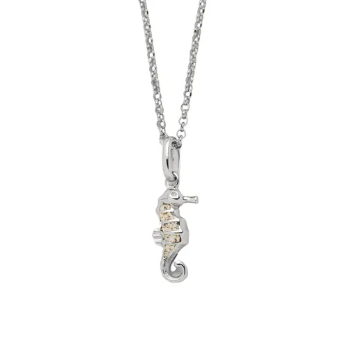 DUR Schmuck Kette SEEPFERD - Maritimer Stil in rhodiniertem Silber 925 - Halskette aus Sterlingsilber mit maritimem SEEPFERD-Design, 45 cm lang, ideal für Strandliebhaber und als besonderes Schmuckstück.