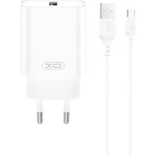xO wall charger CE33 QC 18W 1x USB white + cable USB-C (18 W, 1 Port) (58113377)