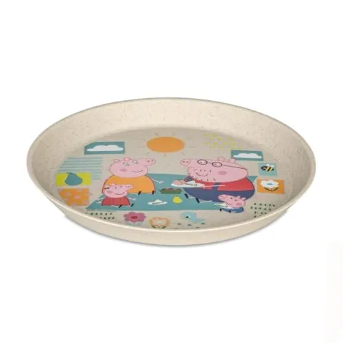 Koziol CONNECT PLATE PEPPA PIG kleiner Teller | für Kinder ab 6 Monate | für Frühstück, kleine Mahlzeiten und Snacks | biozirkulärer Kunststoff, bruchfest, spülmaschinengeeignet (organic sand)