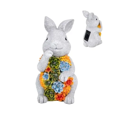 Dönges Hase Solar Garten Deko mit 6 LEDs - Lampen - Zauberhafte Hasenfigur mit 6 solarbetriebenen LEDs, die Ihren Garten in ein leuchtendes Wunderland verwandelt, ganz ohne Stromverbrauch.