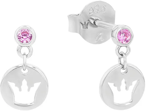 Prinzessin Lillifee Ohrhänger 925 Sterling Silber - Ohrringe für Mädchen, bezaubernde Krone aus 925 Sterling Silber mit funkelndem Zirkonia, ideal für kleine Prinzessinnen ab 3 Jahren, geliefert in einer eleganten Schmuck Geschenkbox.
