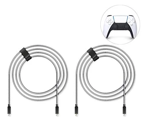 Lioncast Ladekabel mit Nylonmantel (Knickschutz) für PS5 | 4 Meter Schnell-Ladekabel (USB-C/USB-C) für Sony Playstation | Controllerkabel für Controller Dualsense | 2 Stück