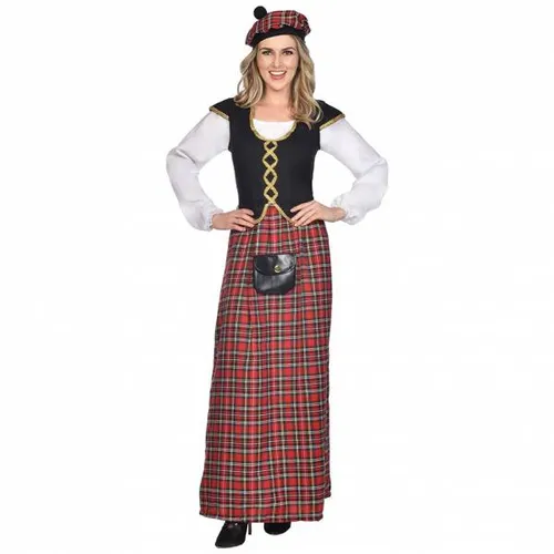 amscan 9911191 Scottish Kostüm-Set für Damen - Schottisches Kostüm-Set für Damen mit Hut und Kleid, ideal für Junggesellinnenabschiede, Halloween und besondere Anlässe.