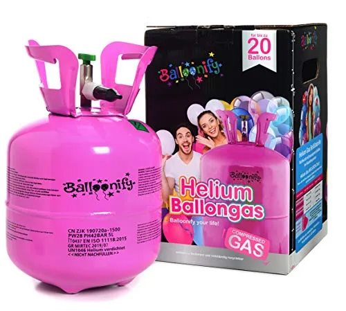 Balloonify Helium Balloon Gas, Helium Gas Flasche Klein für ca. 20 Ballons