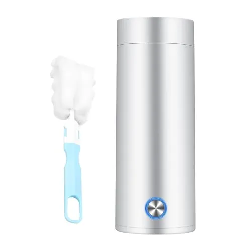 Tragbarer Wasserkocher Elektrisch Reisewasserkocher,400ml Reise-Elektrisch-Wasserkocher,Mini Camping,3 in 1 Mini-Thermoskanne 304 Edelstahl-Liner,für die Zubereitung von Tee, Kaffee Babymilch